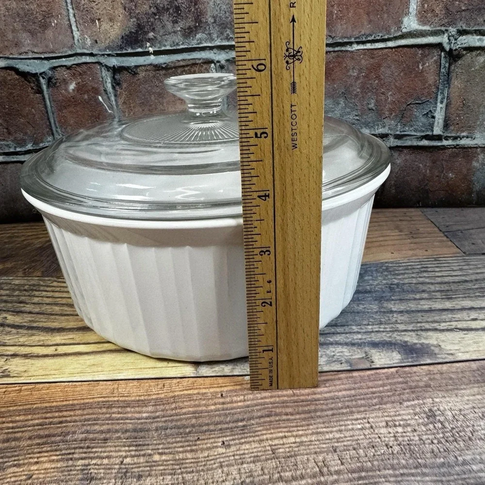 Corning Ware French White F-1-B 2.5L Round Casserole‎ Dish w/Glass Pyrex Lid USA